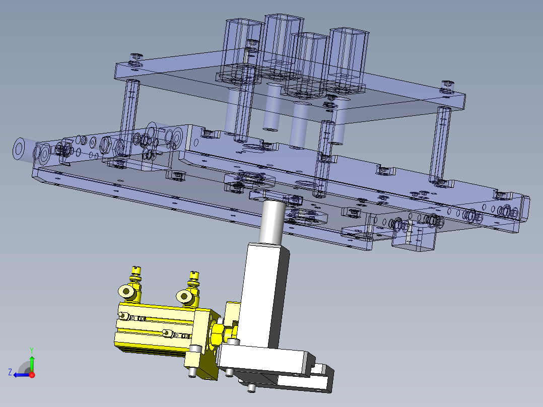 上推定位用支承机构右视图