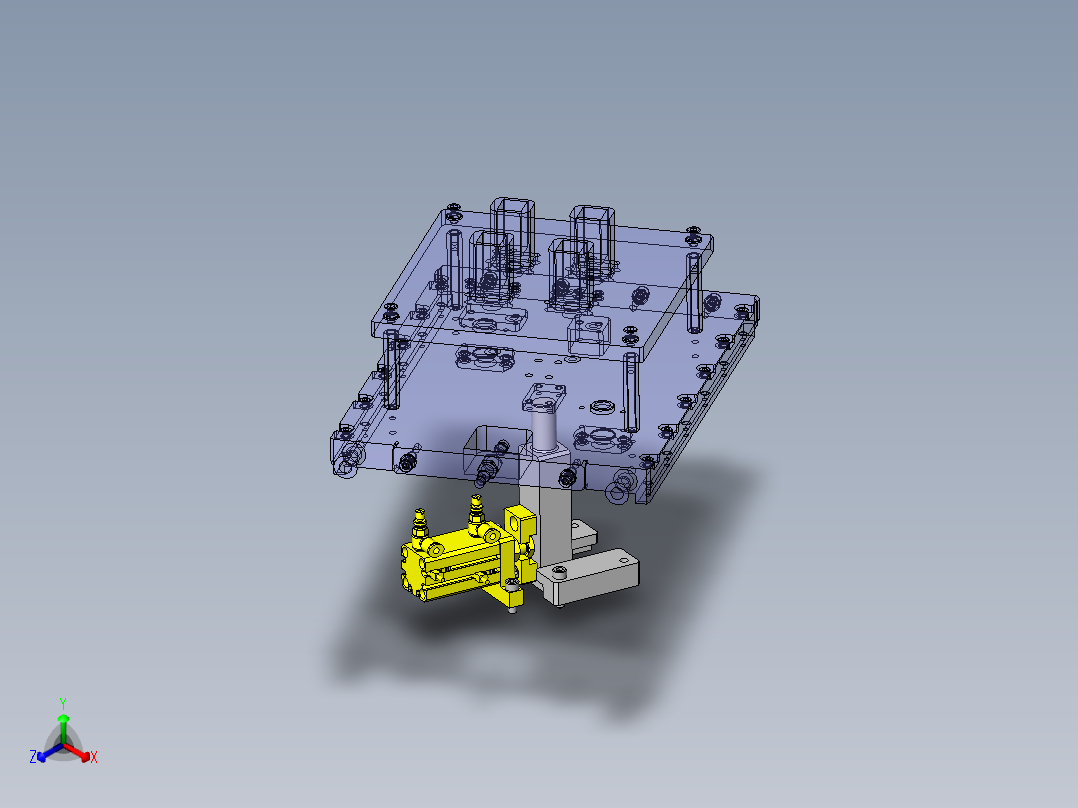 上推定位用支承机构正等轴测图