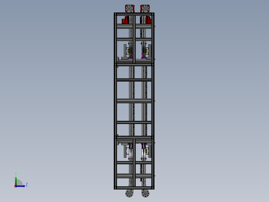 龙门式夹持提升机3D模型 Solidworks设计左视图
