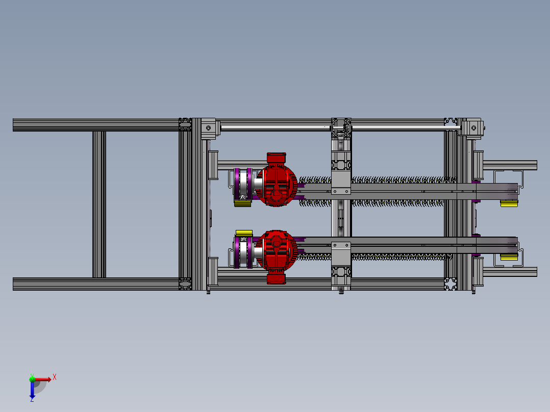 龙门式夹持提升机3D模型 Solidworks设计俯视图