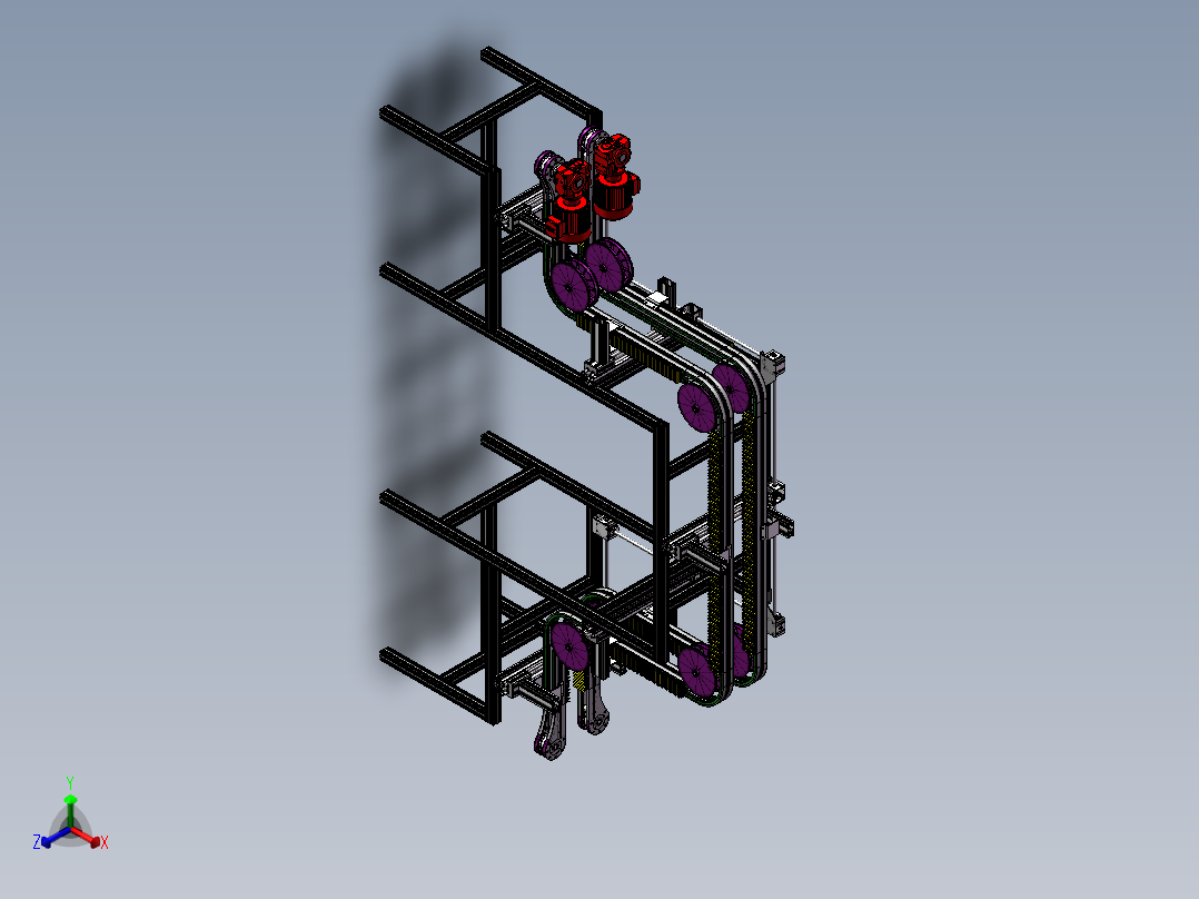 龙门式夹持提升机3D模型 Solidworks设计正等轴测图