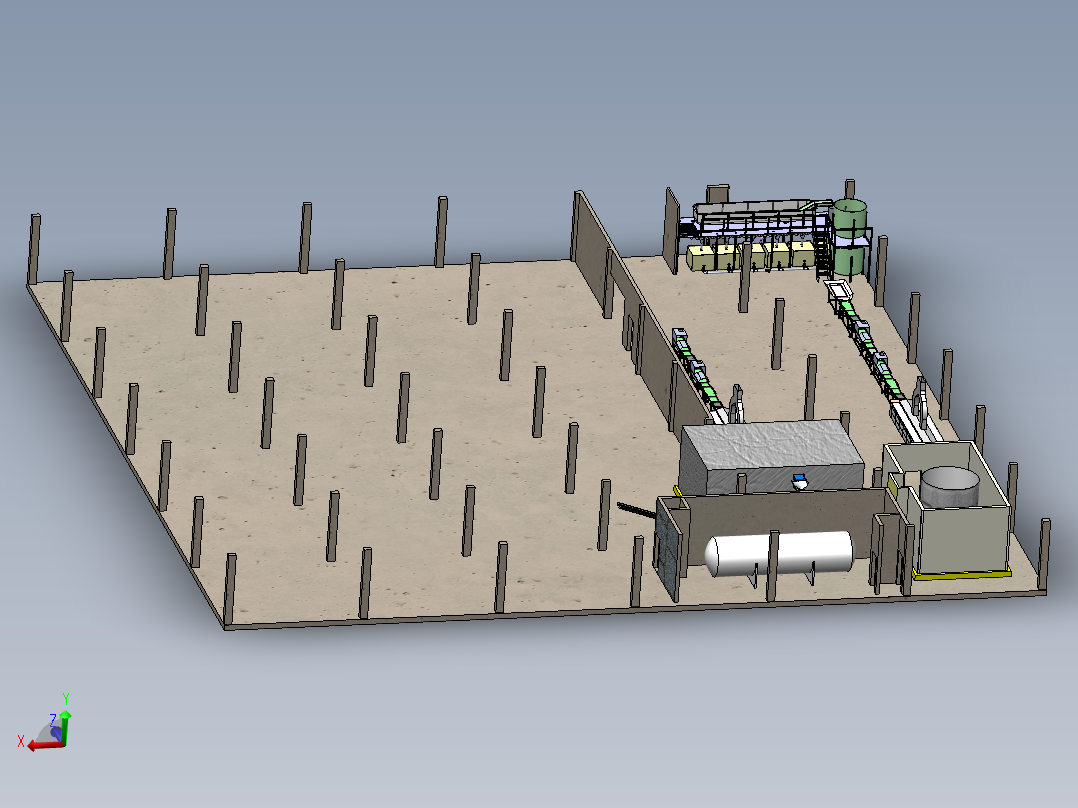 虾处理流水线模型3D图纸 Solidworks设计 附IGS