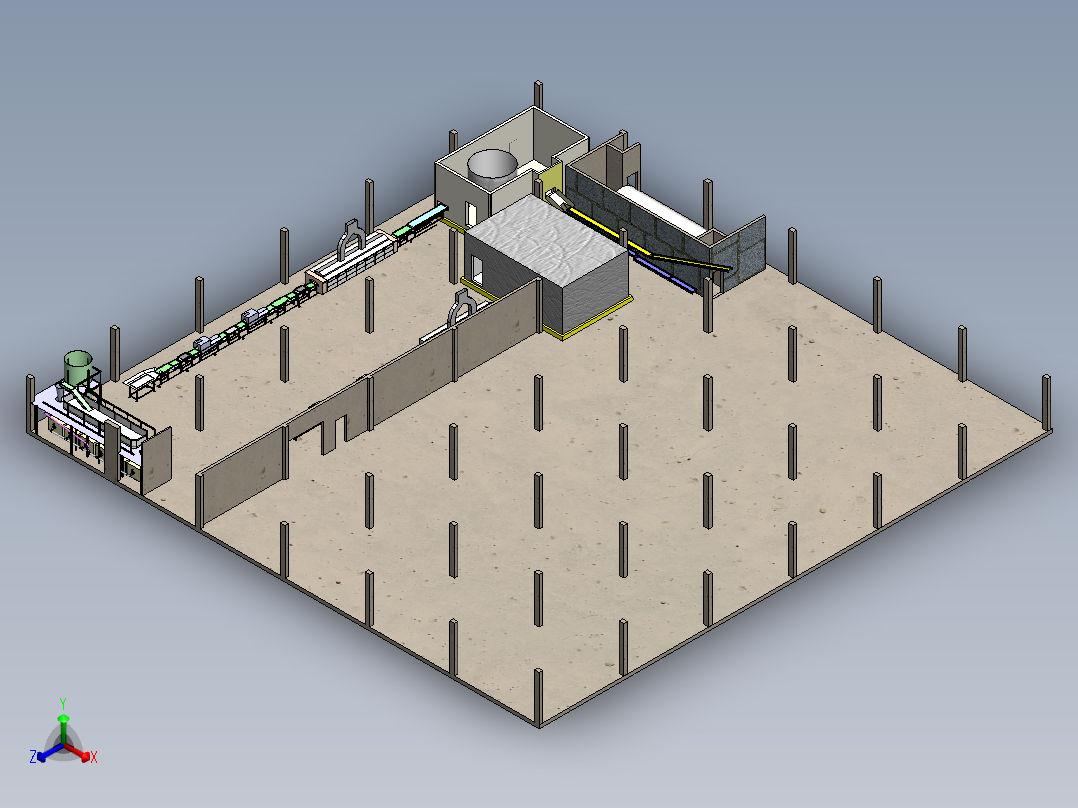 虾处理流水线模型3D图纸 Solidworks设计 附IGS正等轴测图