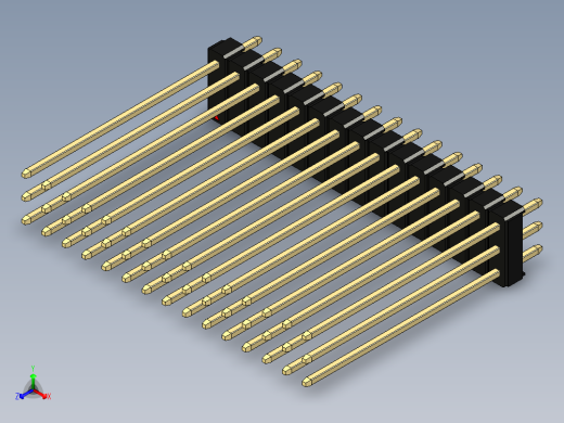 彩色公头100mil（2.54mm）系列-DS1021_black_3x15p_100mil_Type43_rev1.0正等轴测缩略图