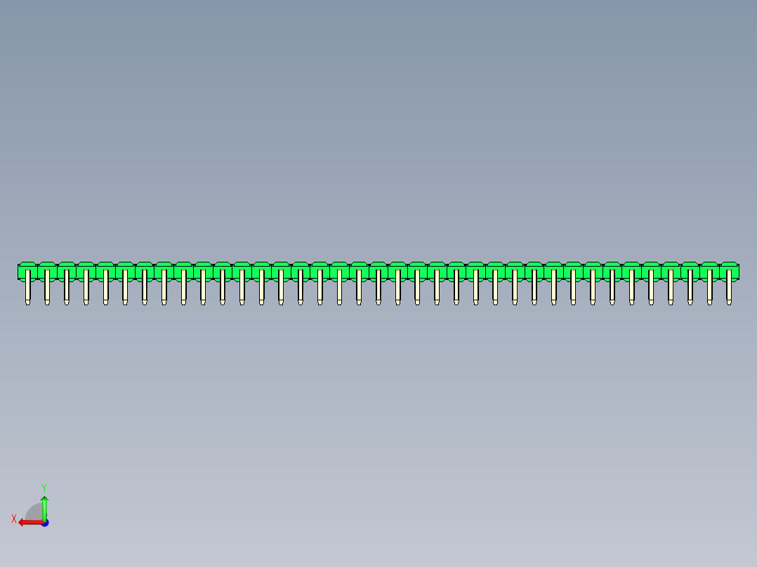 彩色公排针 100mil 2.54mm 系列-DS1022_green_1x37p_100mil_TypeD_rev1.0后视图