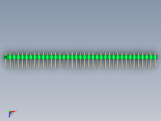 彩色公排针 100mil 2.54mm 系列-DS1022_green_1x37p_100mil_TypeD_rev1.0俯视缩略图