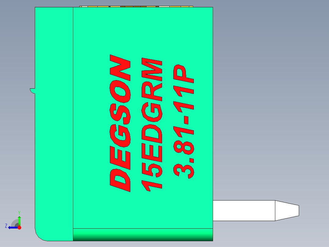 DEGSON 15EDG（公头） 3.81mm 螺钉锁紧，插拔式接线端子 FullPack-15EDGRM-3.81-11P-14-00AH右视图