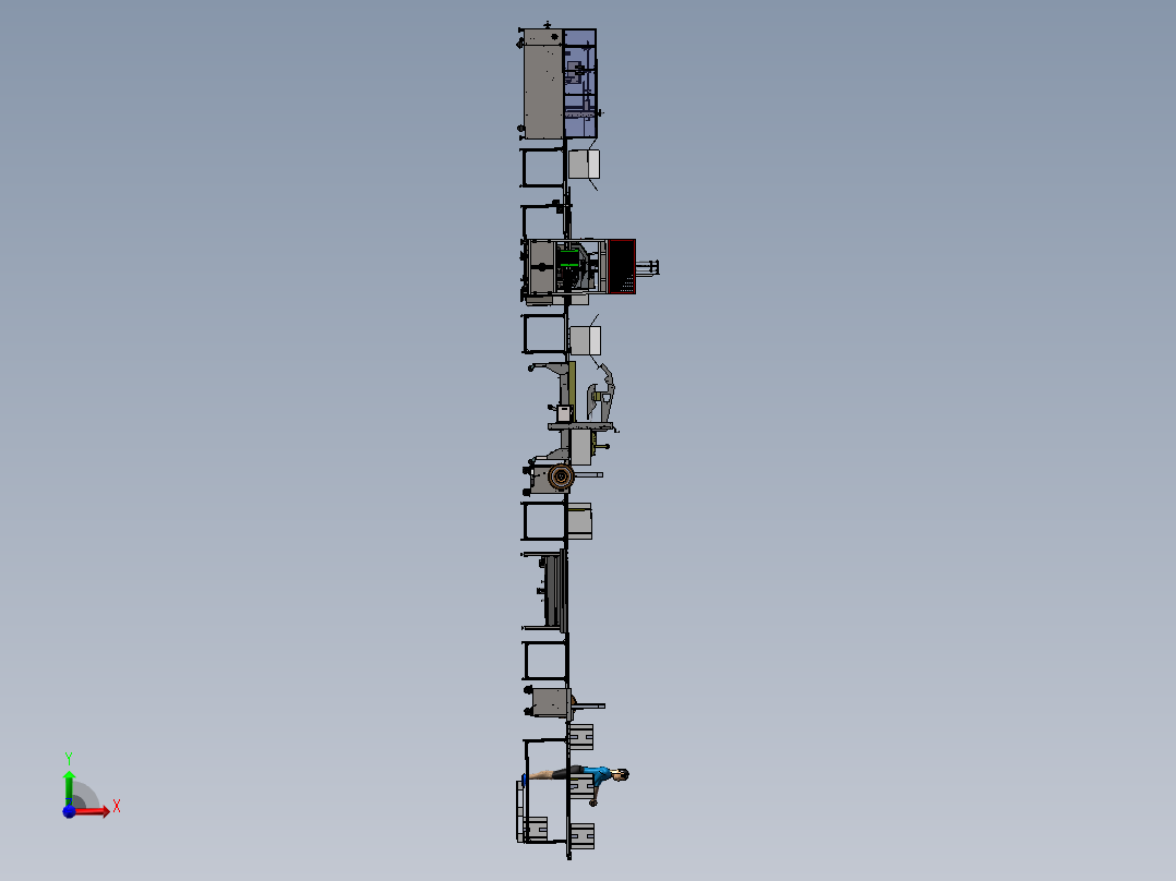 自动装盒开箱装箱折盖封箱井字打包捆扎整线包装方案图纸装盒机前视图