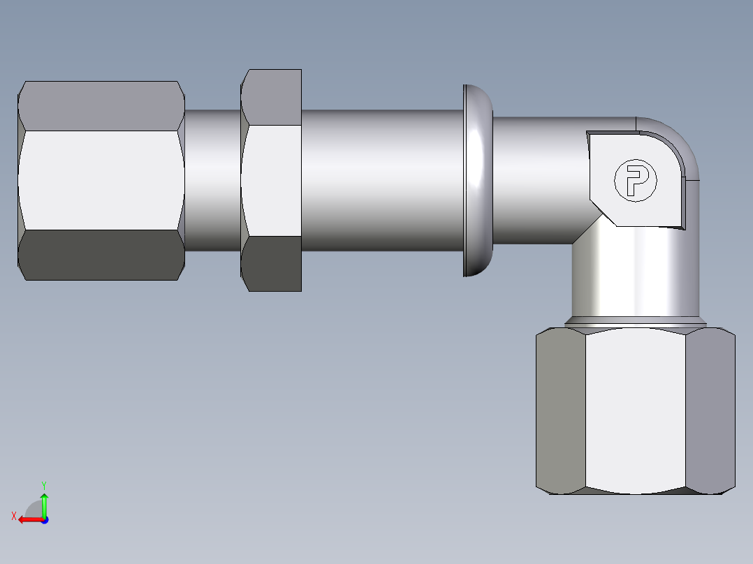 卡套式工业通用硬管接头EO_Bulkhead_elbow_WSV06ZS71后视图