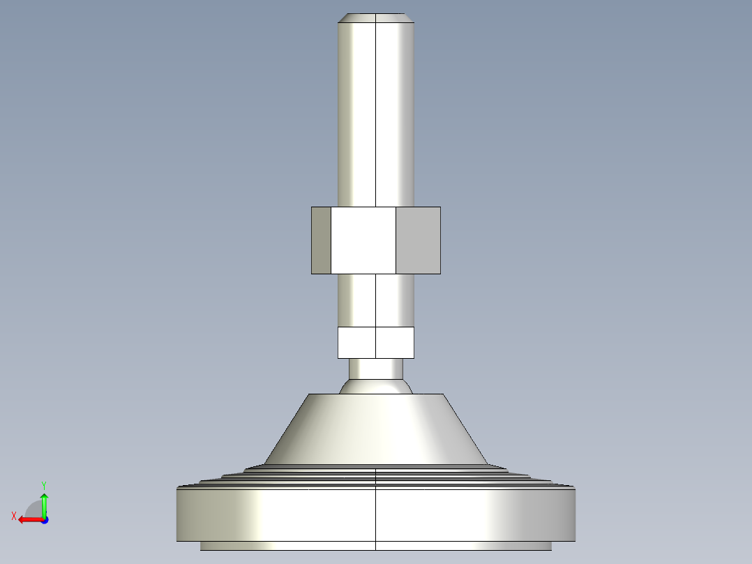 水平調整腳座LVA125-3D多系列多零件图纸模型后视图