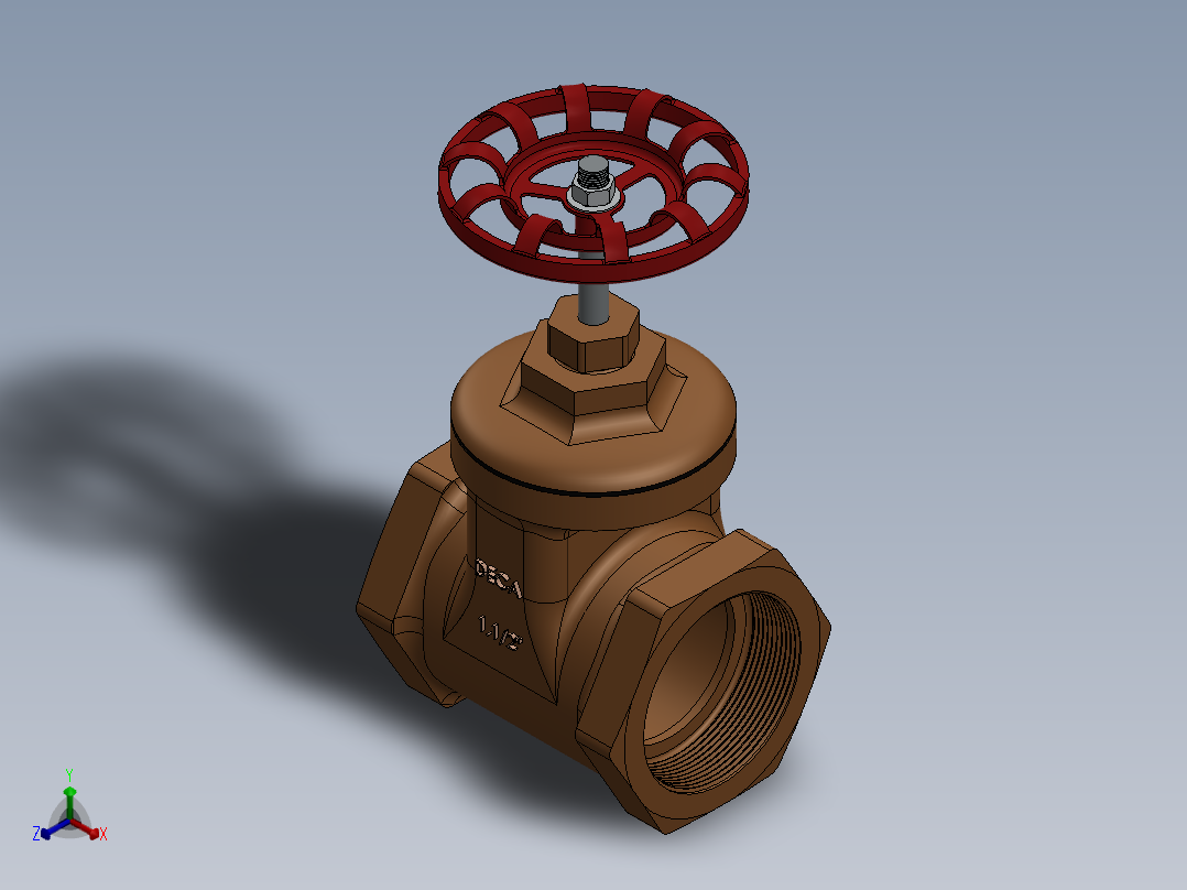 闸阀(1)正等轴测图