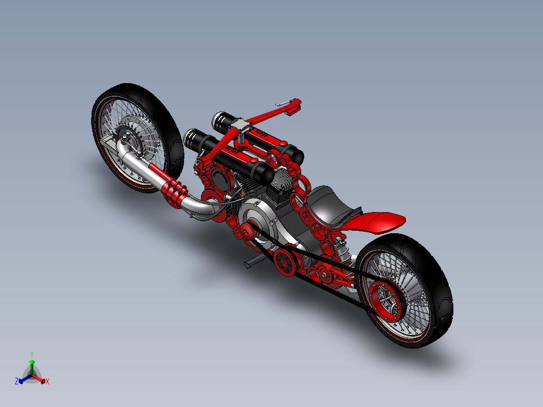 梦之翼摩托正等轴测图