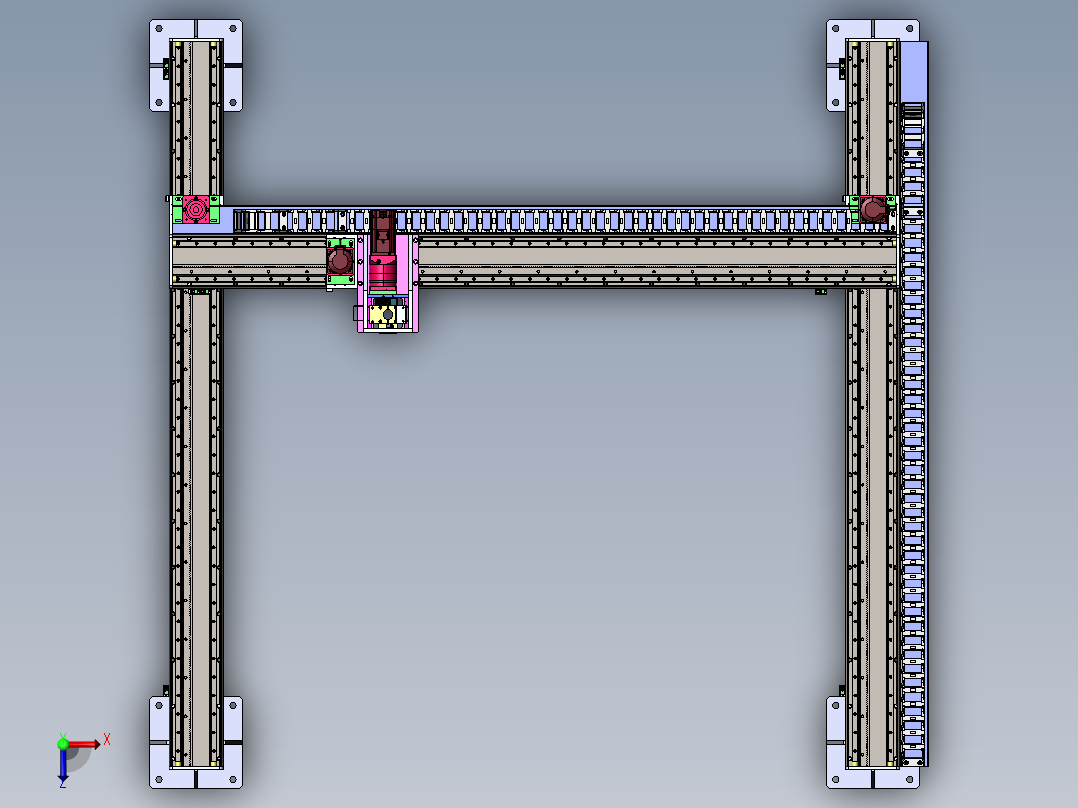 龙门三轴桁架机械臂sw18可编辑俯视图