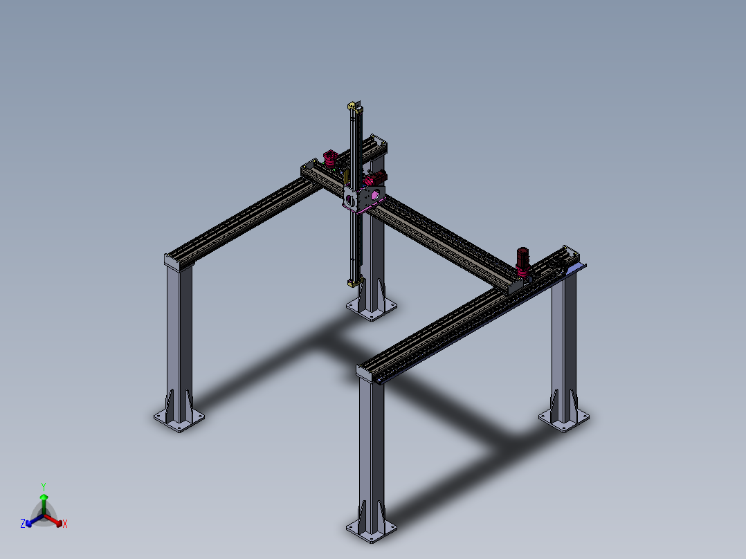 龙门三轴桁架机械臂sw18可编辑正等轴测图
