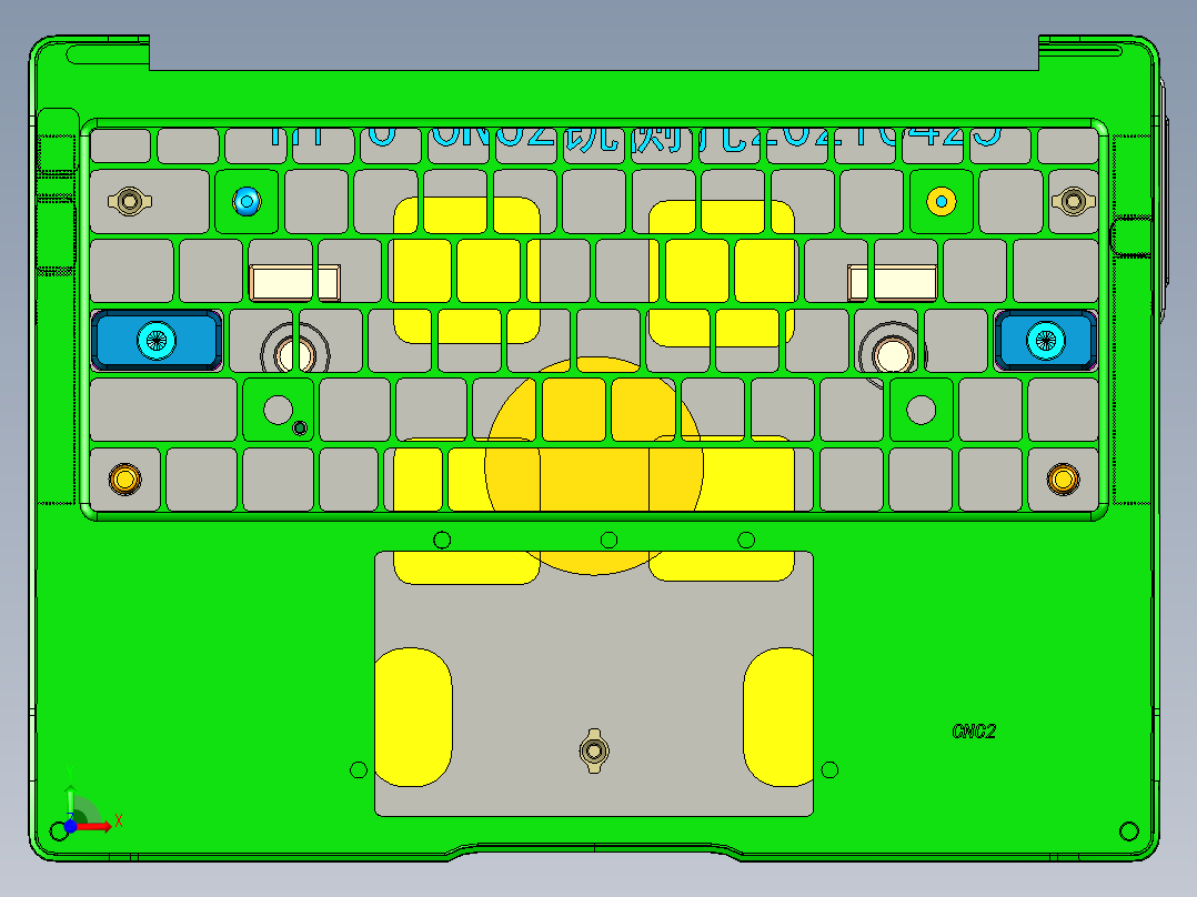 冲压键盘壳铣侧孔UG程序模型前视图
