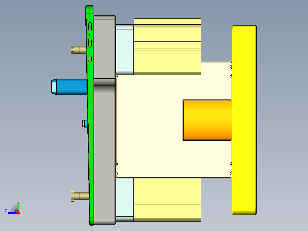 冲压键盘壳铣侧孔UG程序模型右视图