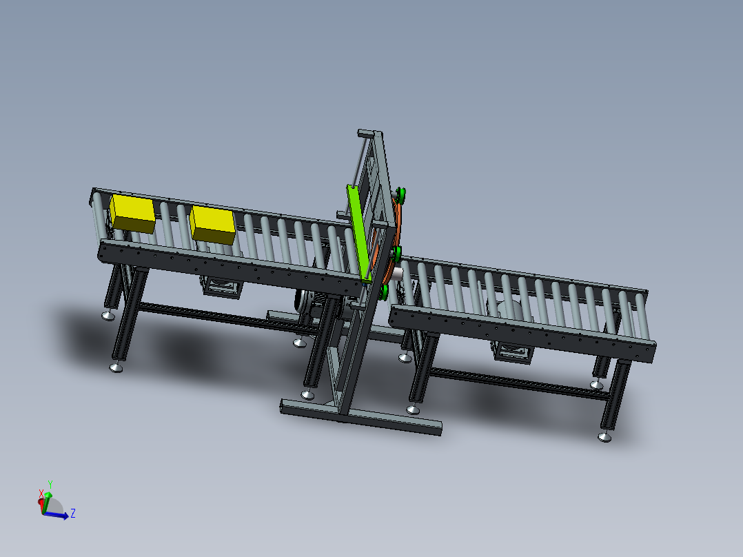 带水平输送机纸箱水平缠绕机三维SW模型带缠绕运动仿真视频源文件
