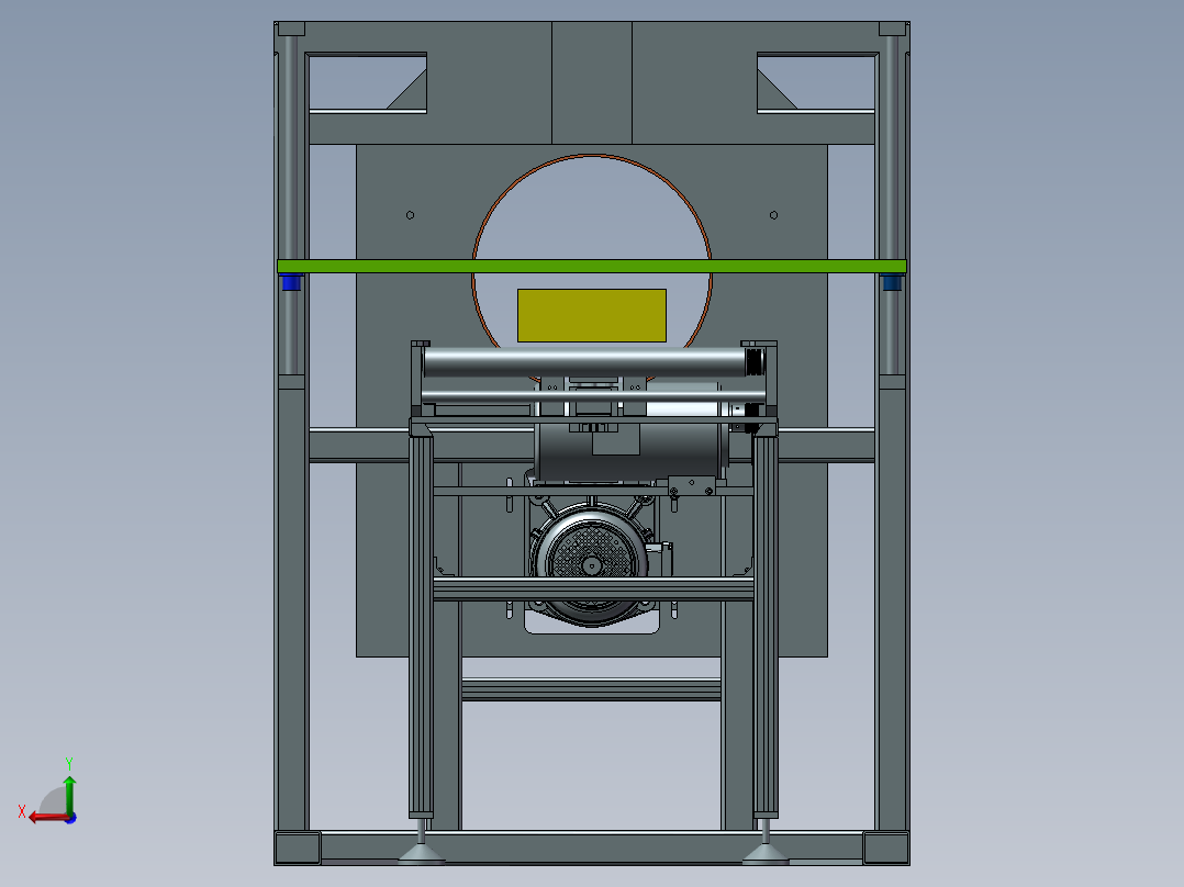 带水平输送机纸箱水平缠绕机三维SW模型带缠绕运动仿真视频源文件后视图