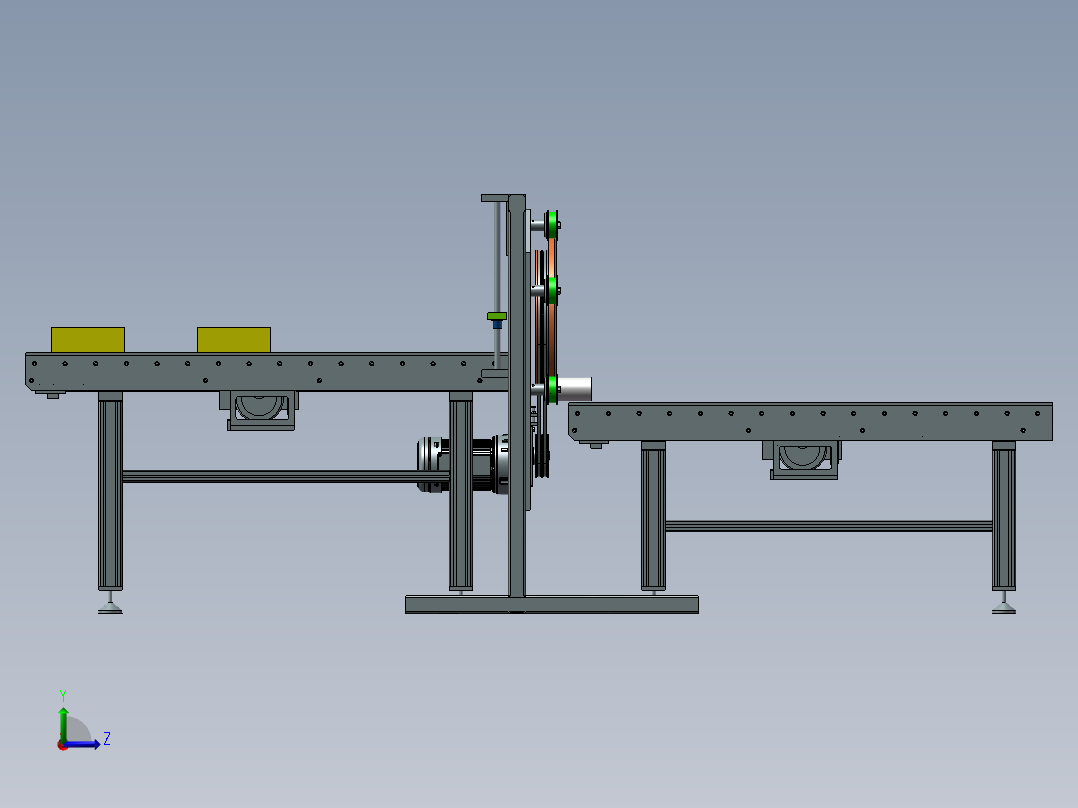带水平输送机纸箱水平缠绕机三维SW模型带缠绕运动仿真视频源文件左视图