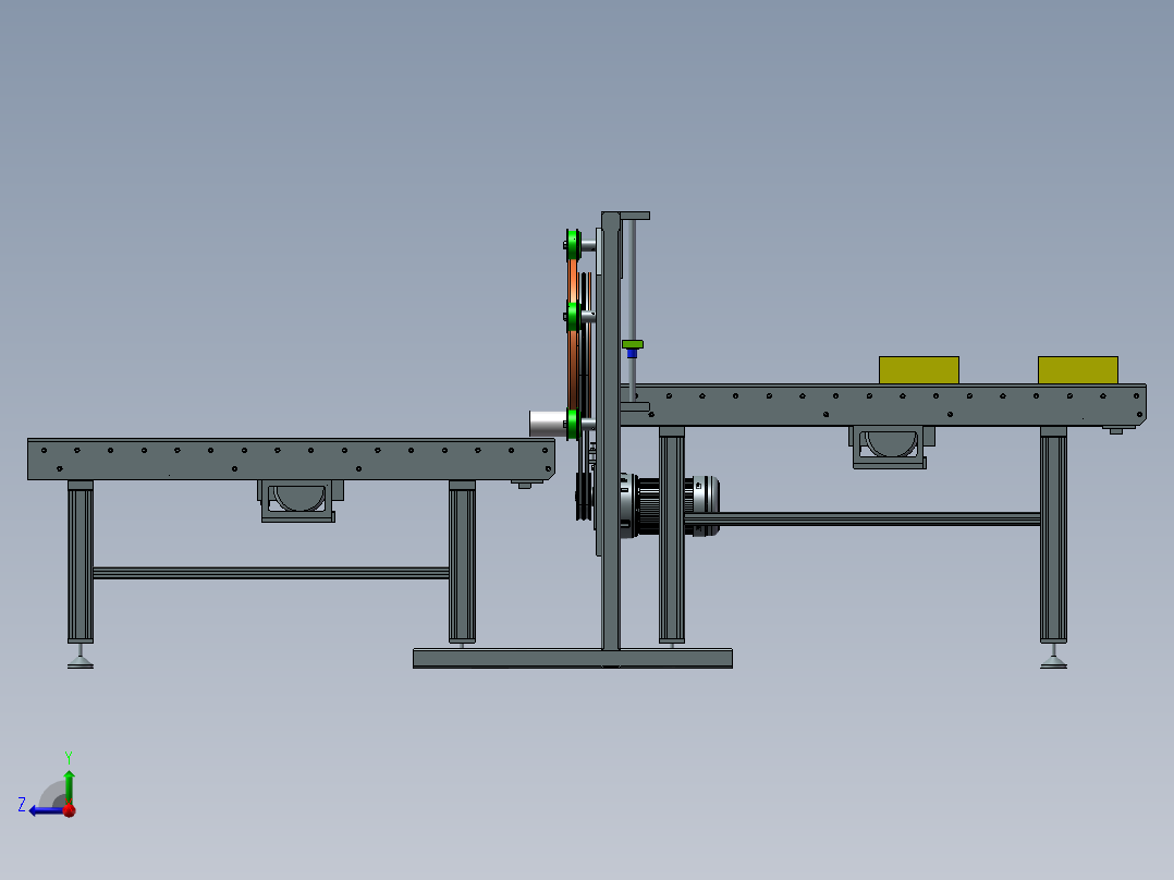 带水平输送机纸箱水平缠绕机三维SW模型带缠绕运动仿真视频源文件右视图