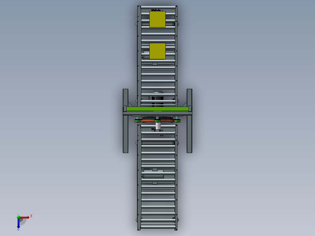 带水平输送机纸箱水平缠绕机三维SW模型带缠绕运动仿真视频源文件俯视图