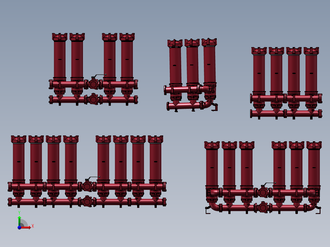 5款NFD系列双向流动过滤器模型前视图