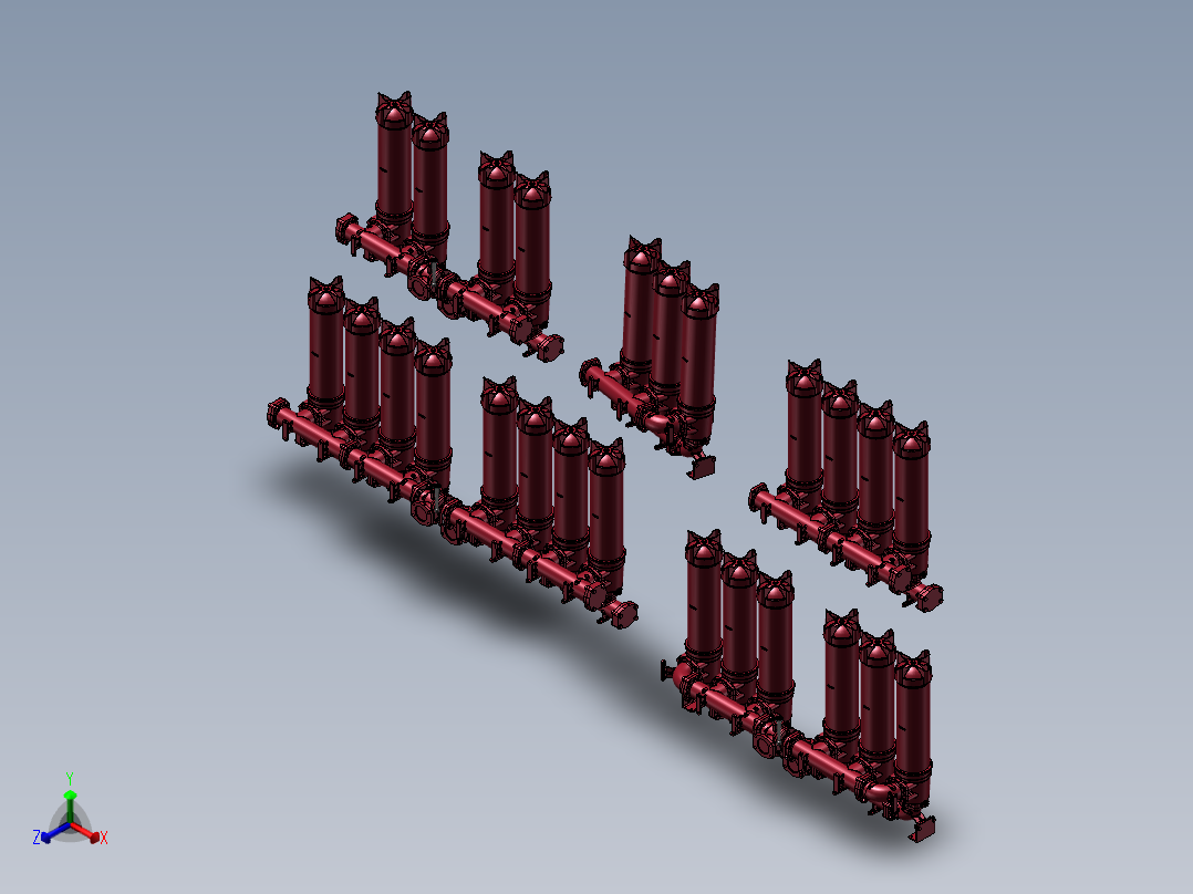 5款NFD系列双向流动过滤器模型正等轴测图