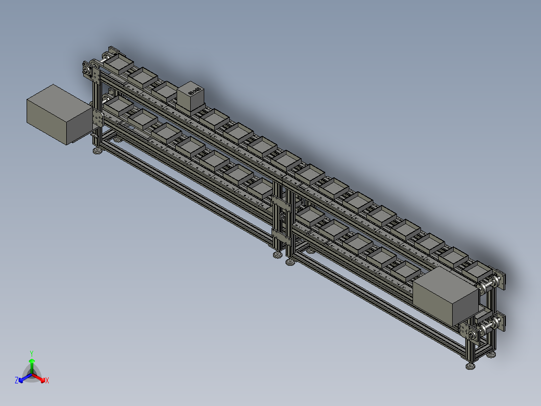 双层链条货仓正等轴测图