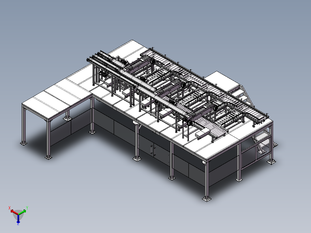 -钢平台布局生产线设计布局sw17正等轴测图