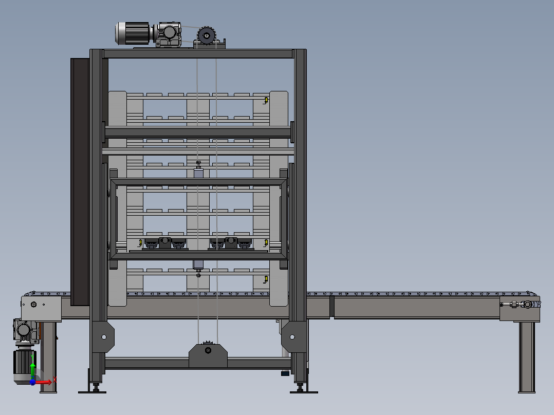 E559 木托盘分机，托盘码垛机前视图
