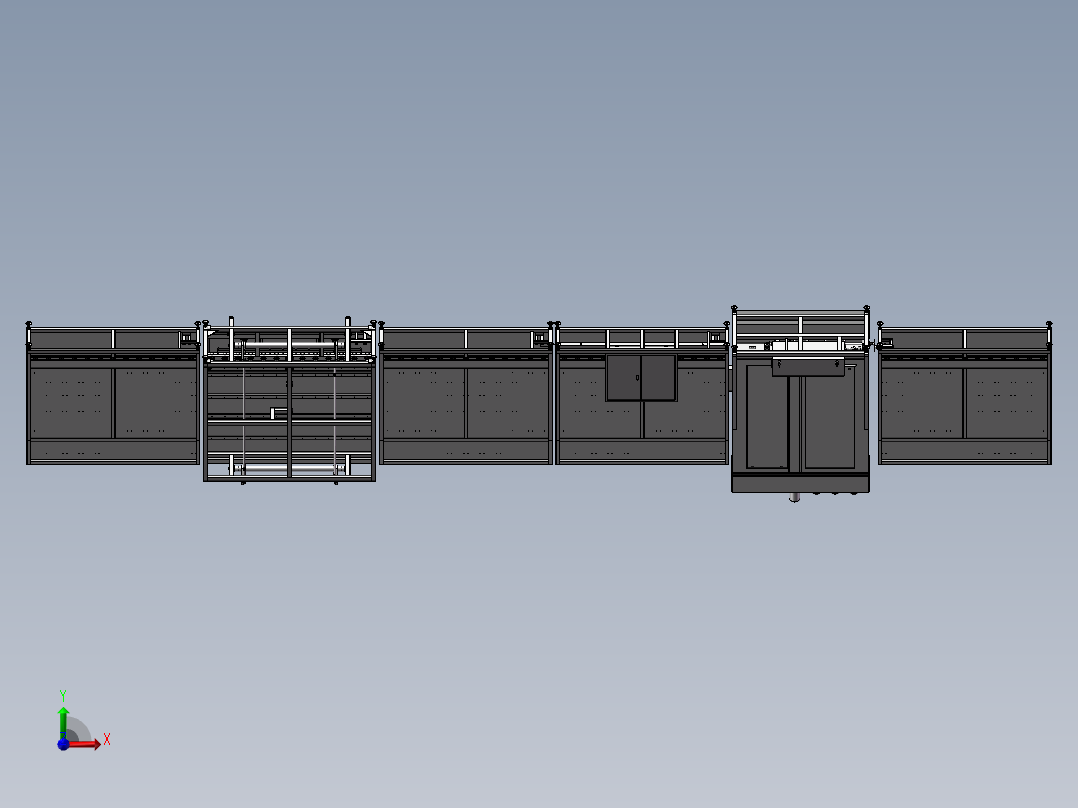 中空玻璃1600生产线3D模型（已用于生产前视图