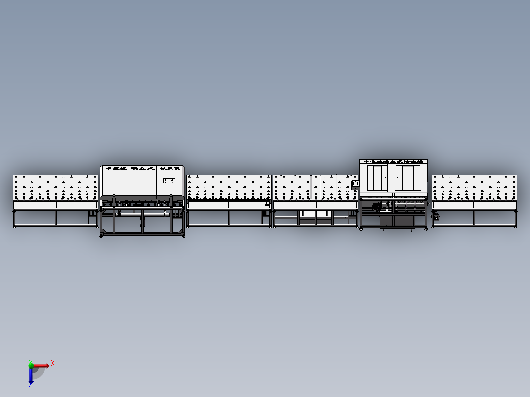 中空玻璃1600生产线3D模型（已用于生产俯视图