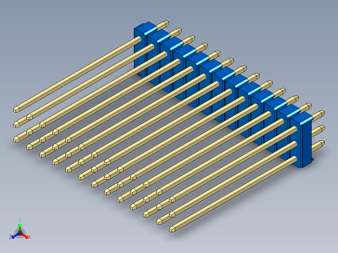 彩色公头100mil（2.54mm）系列-DS1021_blue_3x13p_100mil_Type43_rev1.0主视图