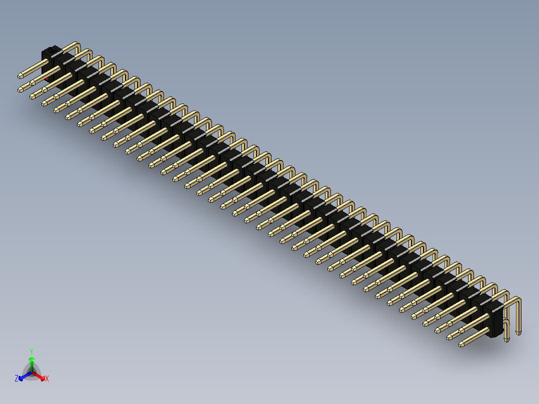 彩色公排针 100mil 2.54mm 系列-DS1022_black_2x38p_100mil_TypeD_rev1.0主视图