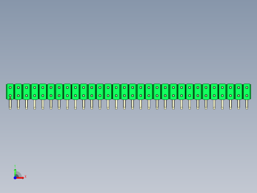 彩色公排针 100mil 2.54mm 系列-DS1022_green_2x30p_100mil_TypeD_rev1.0前视缩略图