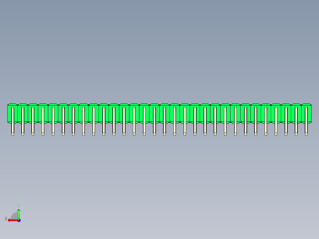 彩色公排针 100mil 2.54mm 系列-DS1022_green_2x30p_100mil_TypeD_rev1.0后视图