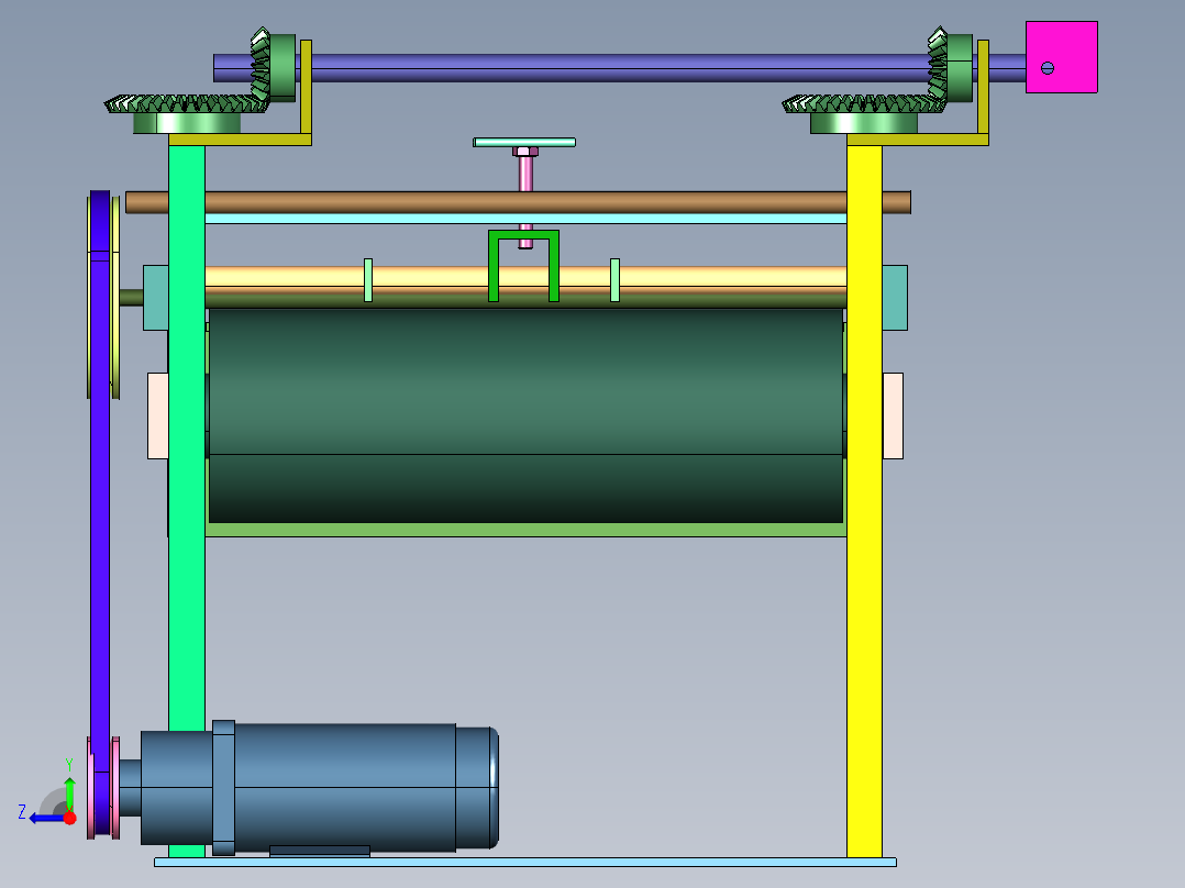 胶辊电动压平机右视图