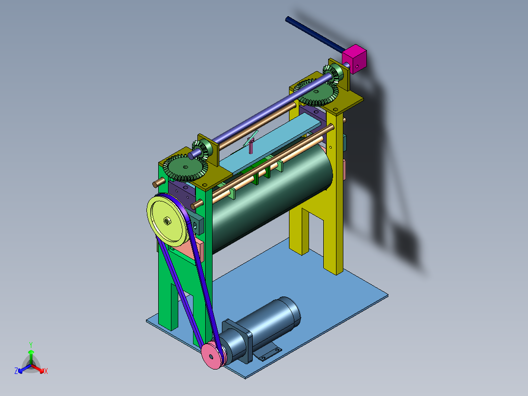 胶辊电动压平机正等轴测图