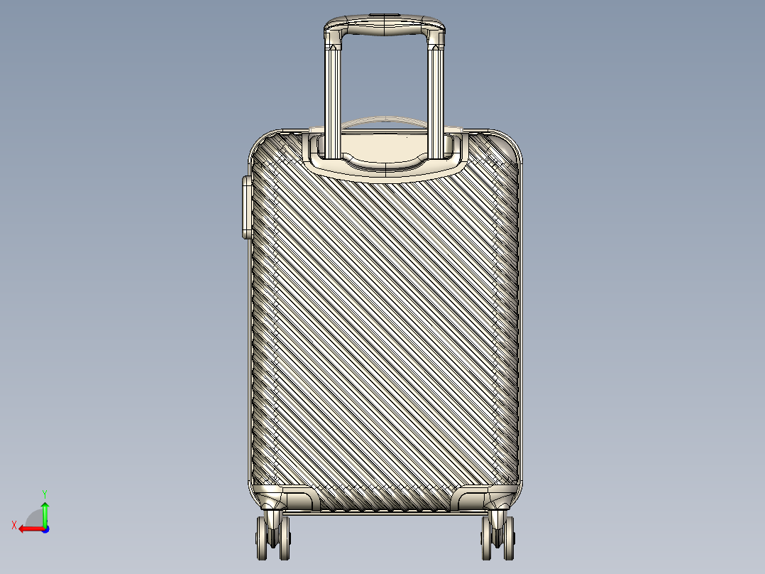 拉杆箱行李箱设计后视图