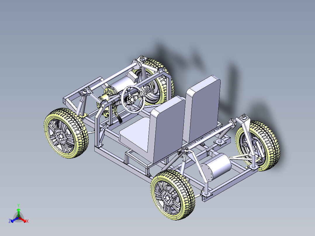 一种全地形小车概念设计【三维CATIA】正等轴测图