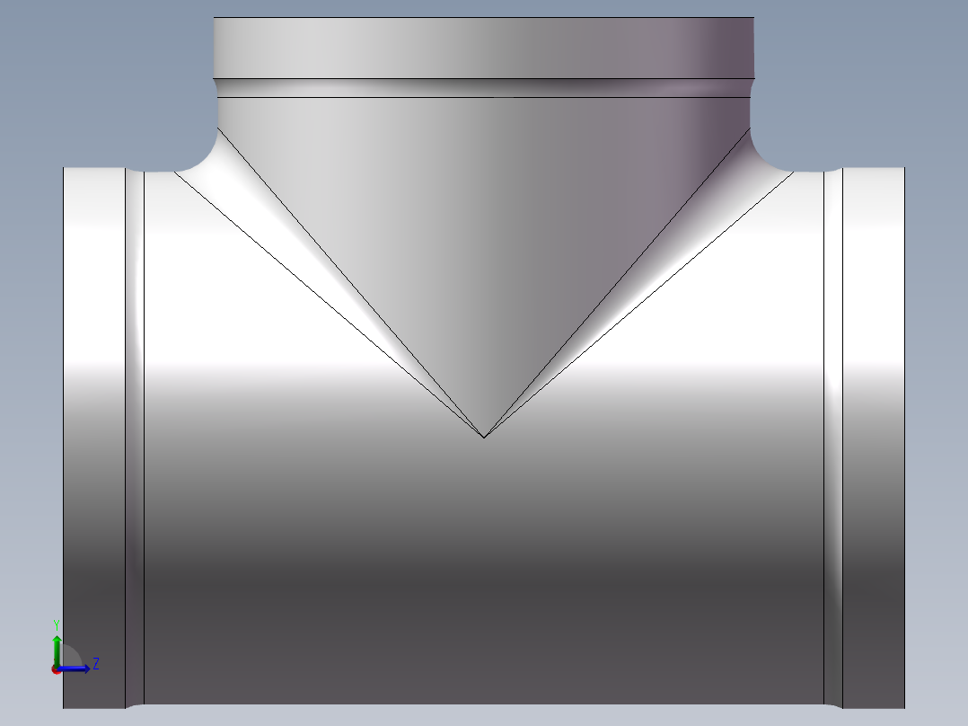 三通-等径 DN100左视图