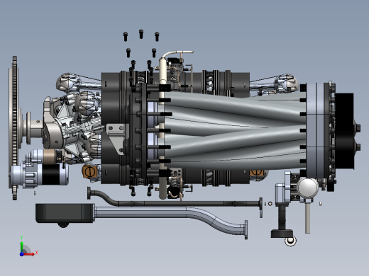 二冲程斜盘增压柴油机前视缩略图