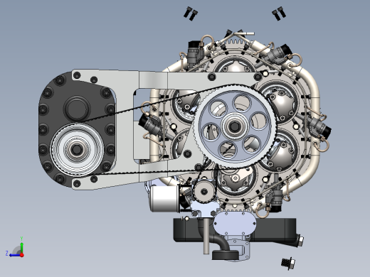 二冲程斜盘增压柴油机右视缩略图