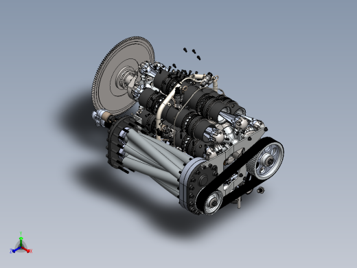 二冲程斜盘增压柴油机正等轴测缩略图