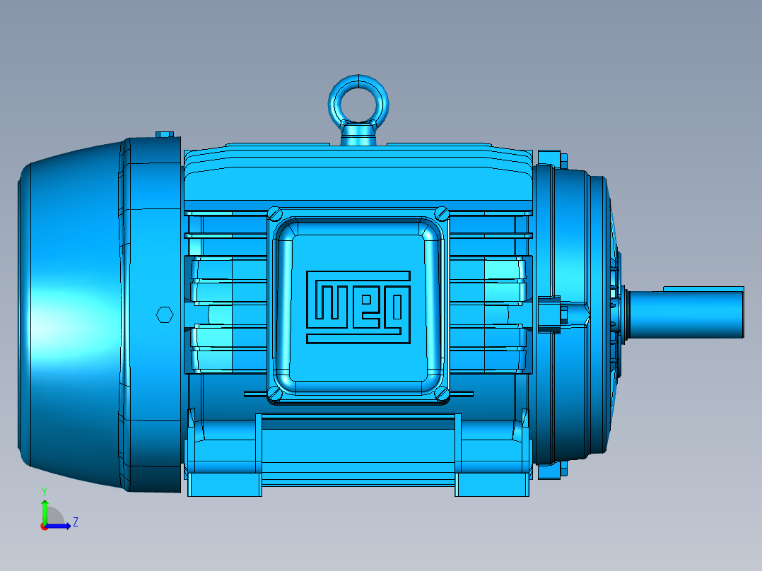 WEG三相电动机256T机架电机左视图
