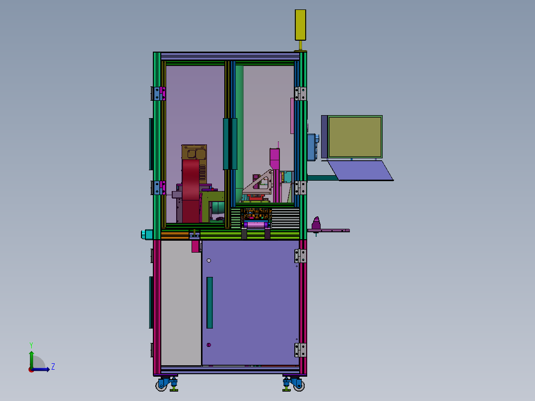 芯片读取及激光打码机（sw18可编辑+2D+BOM+电气图+程序）左视图