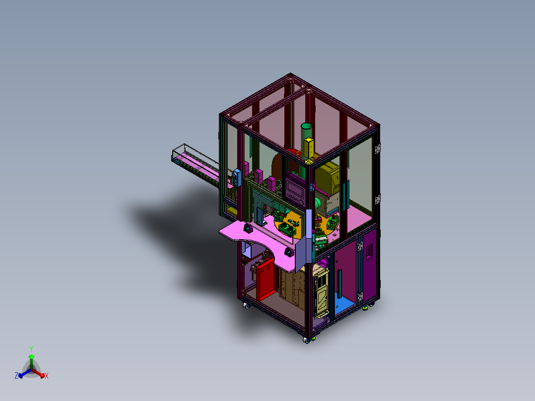 芯片读取及激光打码机（sw18可编辑+2D+BOM+电气图+程序）正等轴测图