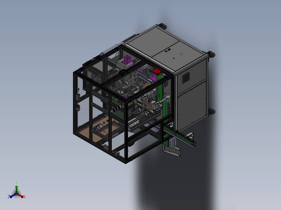门锁组装通电测试线sw20可编辑正等轴测图