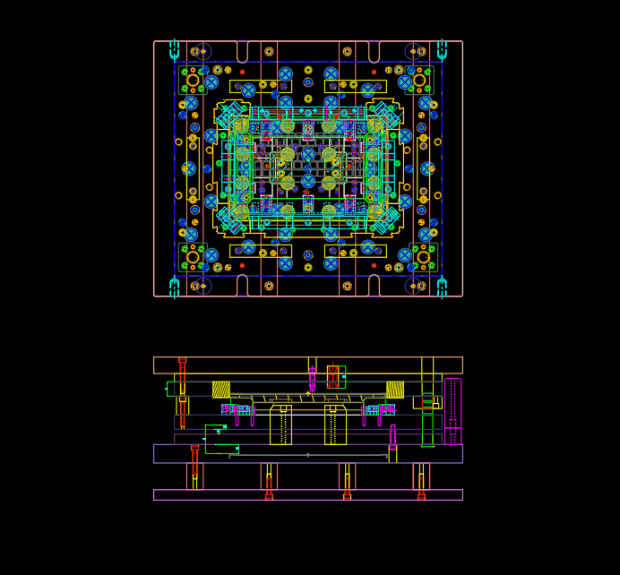 电脑外壳四周侧切模具CAD设计图纸
