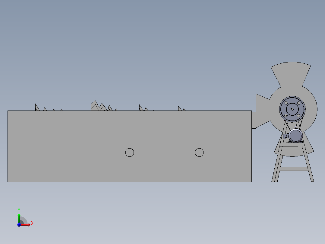 切流式脱粒、分离装置前视图